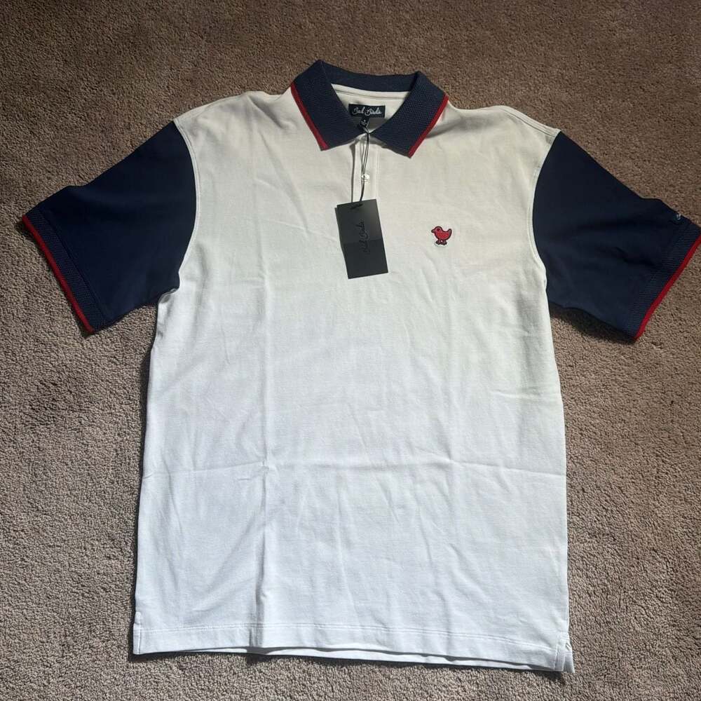 Bad Birdie Golf Polo Shirt Mens M Multi Embroidered Pique Popover BBMP030-721